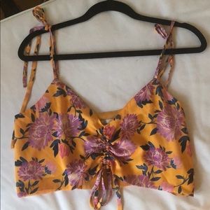 Lovers + Friends silky floral tie crop top